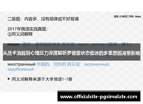 从战术消耗到心理压力深度解析罗德里状态低迷的多重原因背景影响